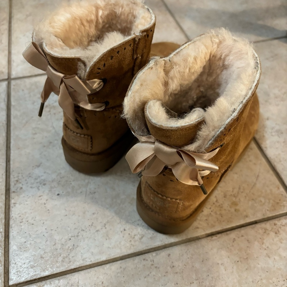 UGG Tan Winter Boots with Bow Detail
